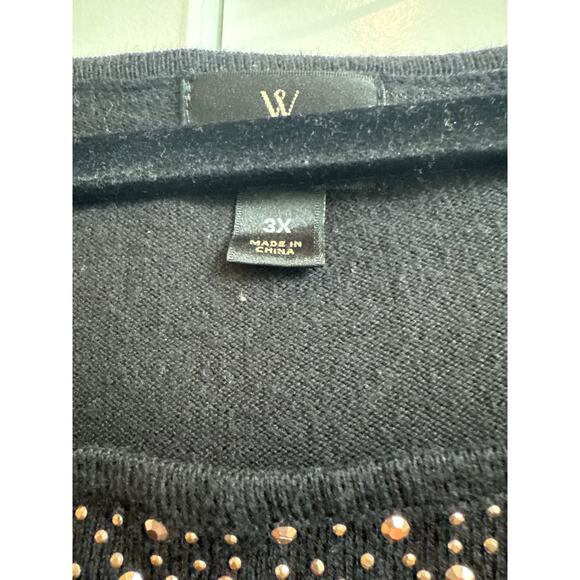 Worthington Black Long Sleeve Top with Rose Gold Stud Embellishments - Picture 2 of 7